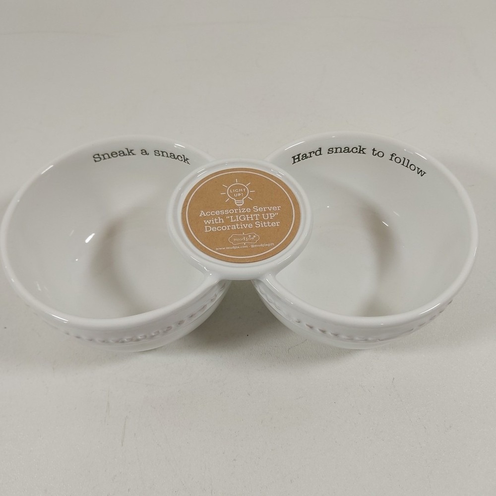 Mud Pie Double Dip W/ A‎ Spot To Put A Light Up Decorative Sitter Sneak A Snack